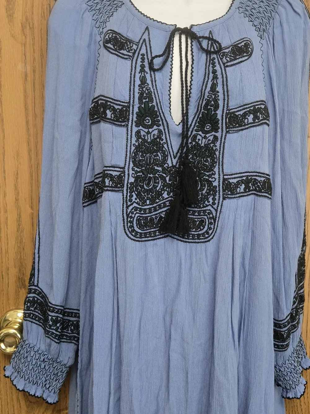 Free People Sky Blue Embroidered Peasant Tunic - Picture 2 of 5